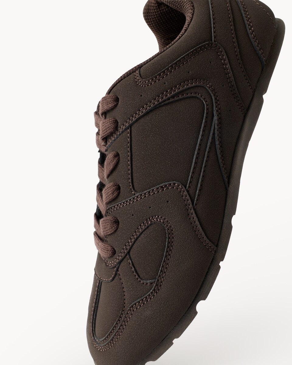 image 1 of F&F Panelled Lace Up Trainers in Brown