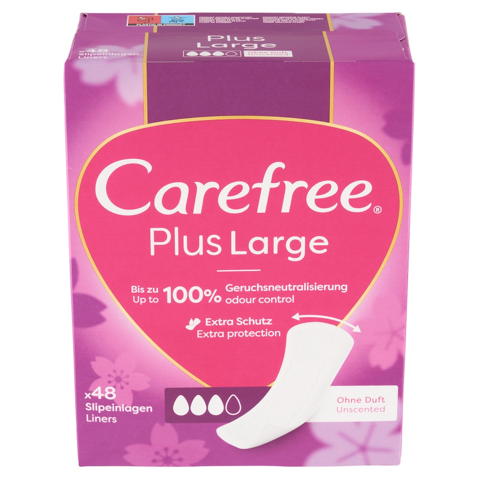 image 1 of Carefree Plus Large Unscented Panty Liners 48 pcs