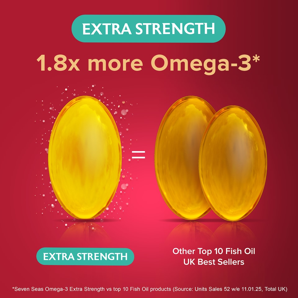 image 1 of Seven Seas Omega-3 Extra Strength Fish Oil Capsules with Vitamin D - 30s