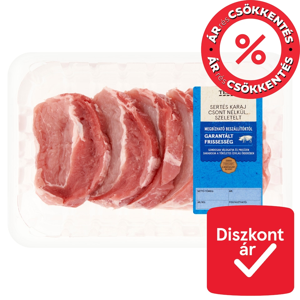 Tesco szeletelt sertés karaj csont nélkül 720 g