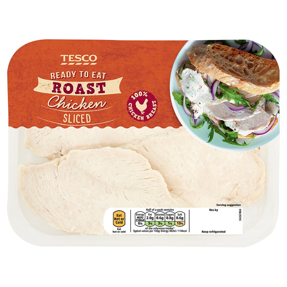 Tesco Ready To Eat Sliced Roast Chicken Breast 200G