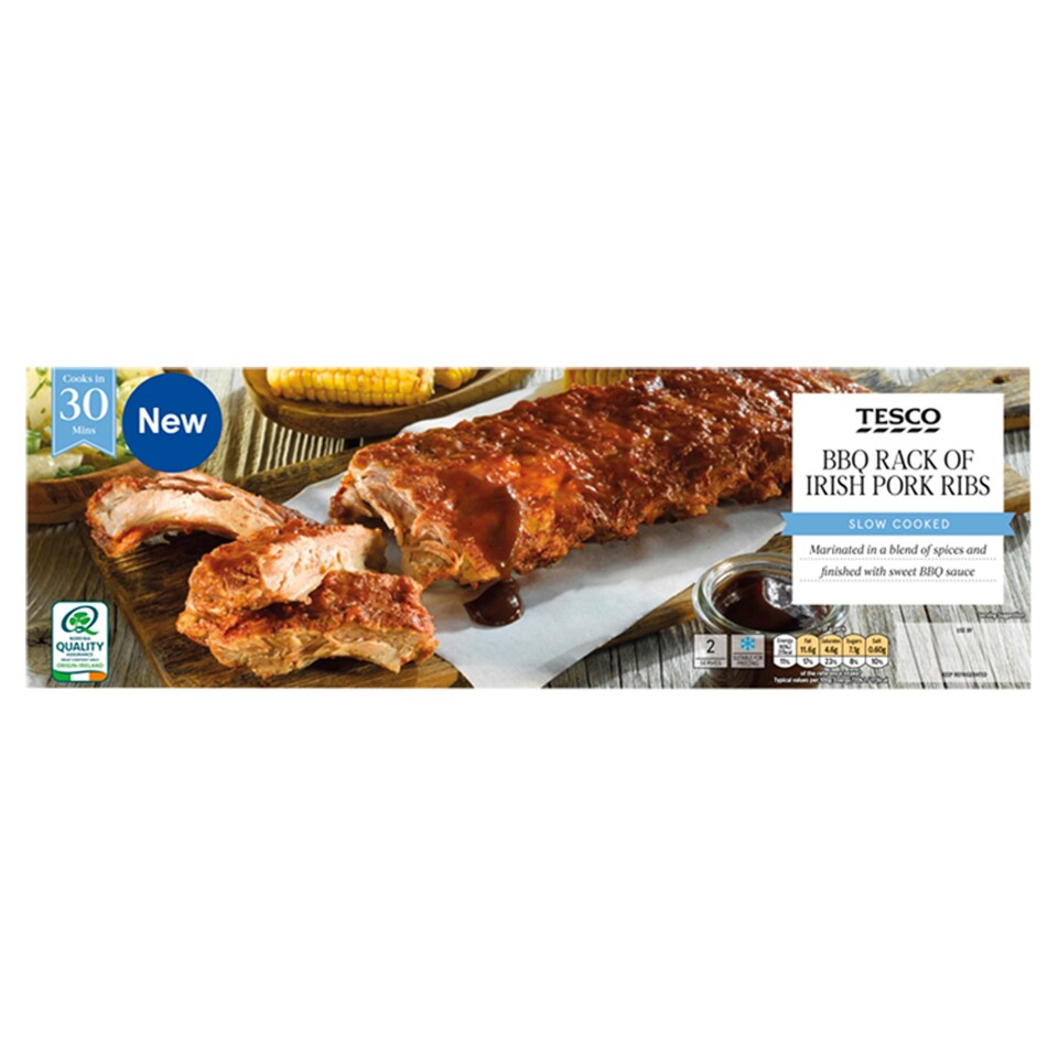 Tesco Bbq Rack Of Irish Pork Ribs 500G