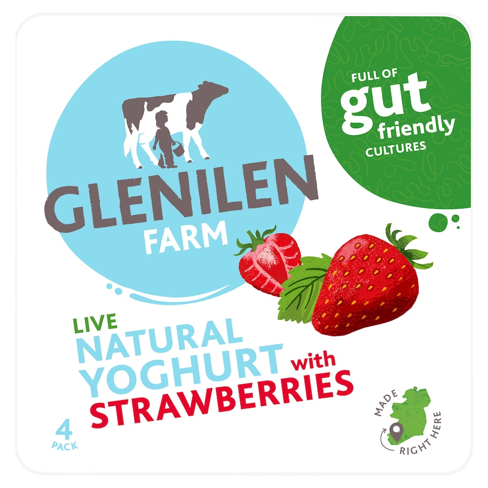 Glenilen Farm Strawberry Yoghurts 4X 125G