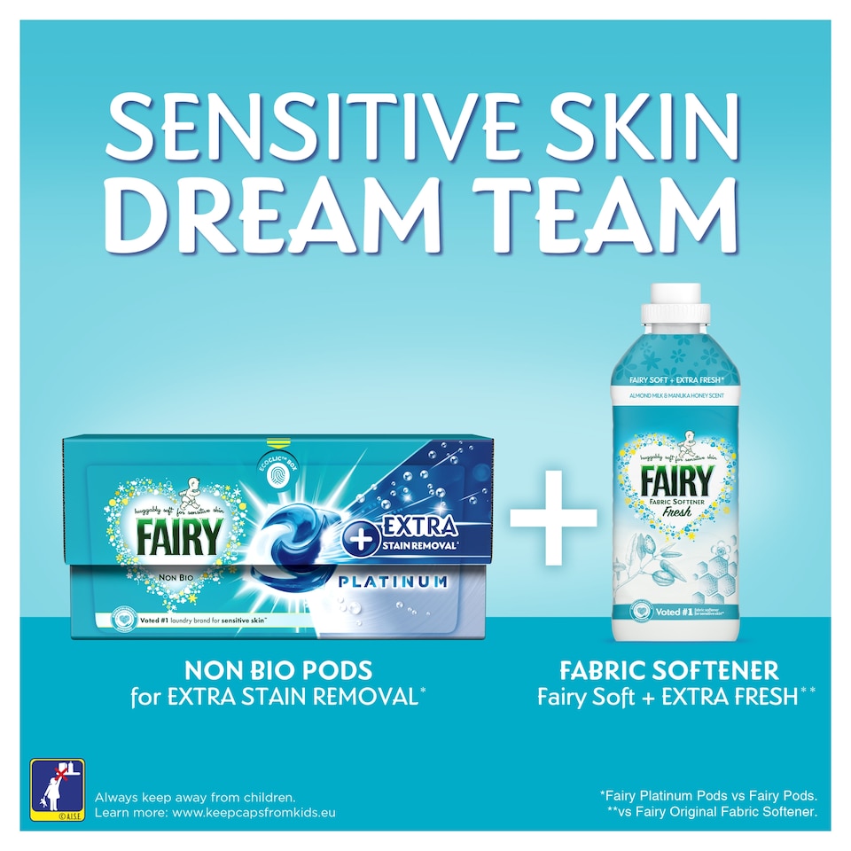 image 1 of Fairy Platinum Non Biological Washing Liquid Pods 100 Washes 2320G