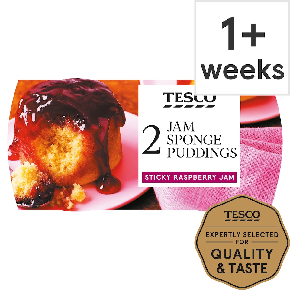 Tesco Raspberry Jam Sponge Puddings 2 Pack 220g