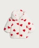 image 1 of F&F Baby Fleece Heart Print Hooded Jacket in White