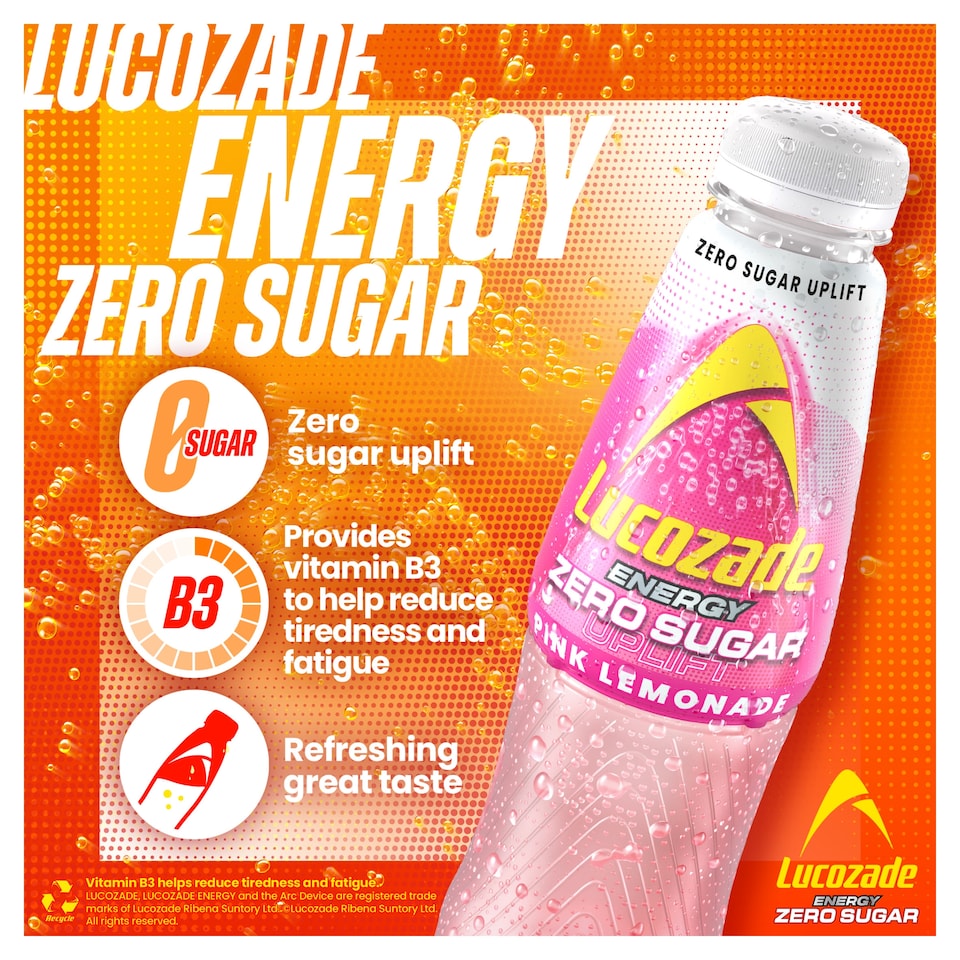image 1 of Lucozade Zero Pink Lemonade 4 X 380Ml