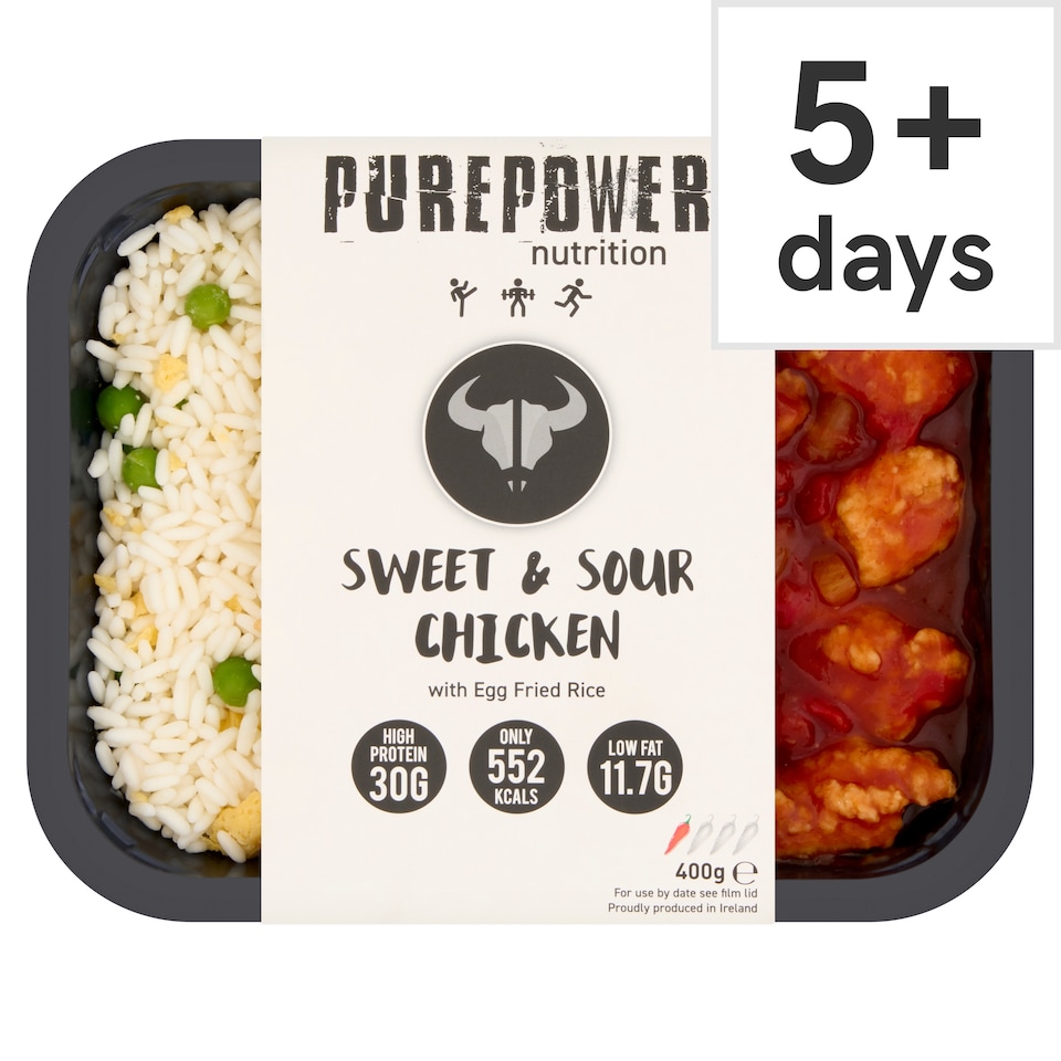 PUREPOWER NUTRITION SWEET AND SOUR CHICKEN WITH EGG FRIED RICE 400G