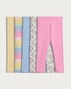 image 4 of F&F Girls 5-Pack Cotton Rich Printed Co-ord Leggings in Multi Pink