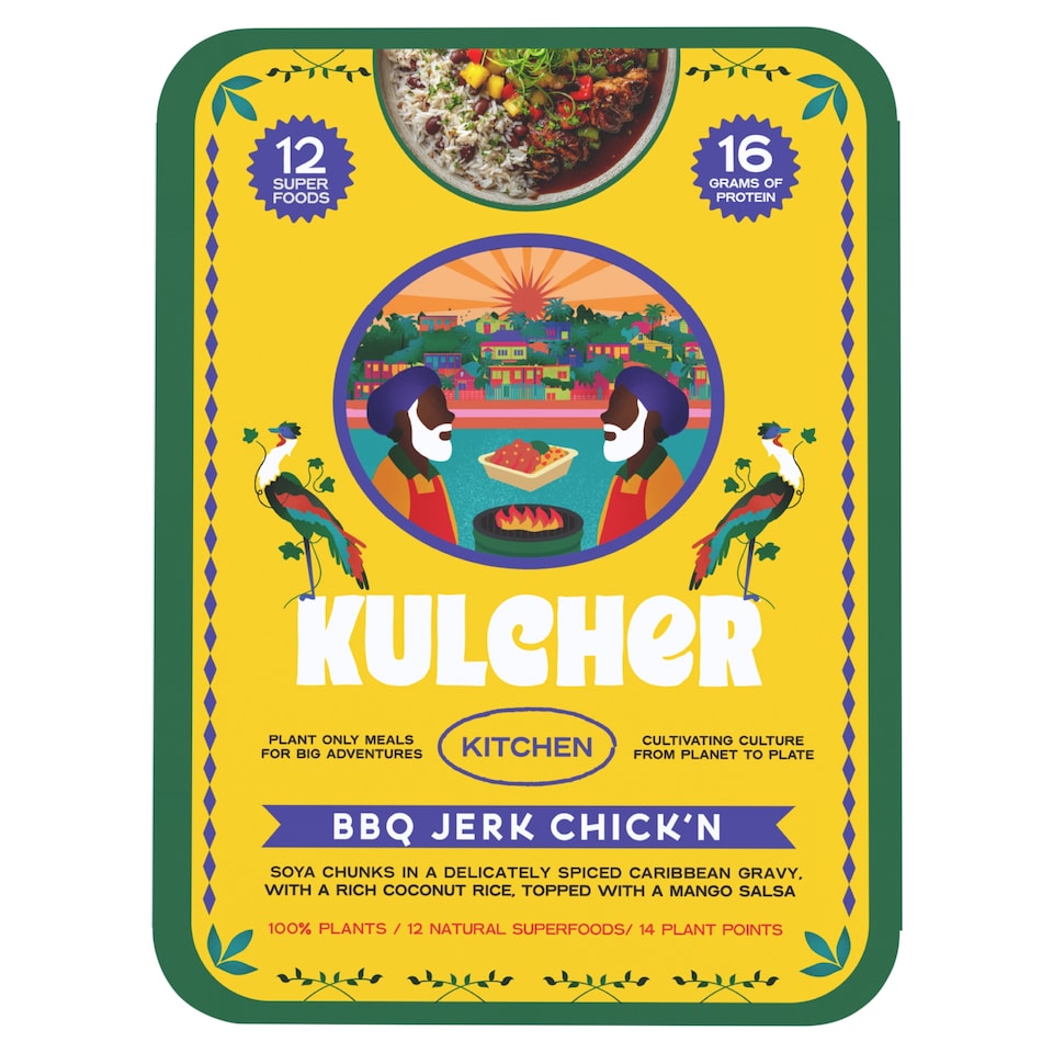 Kulcher Kitchen BBQ Jerk Chick’n with Coconut Rice and Mango Salsa 360g