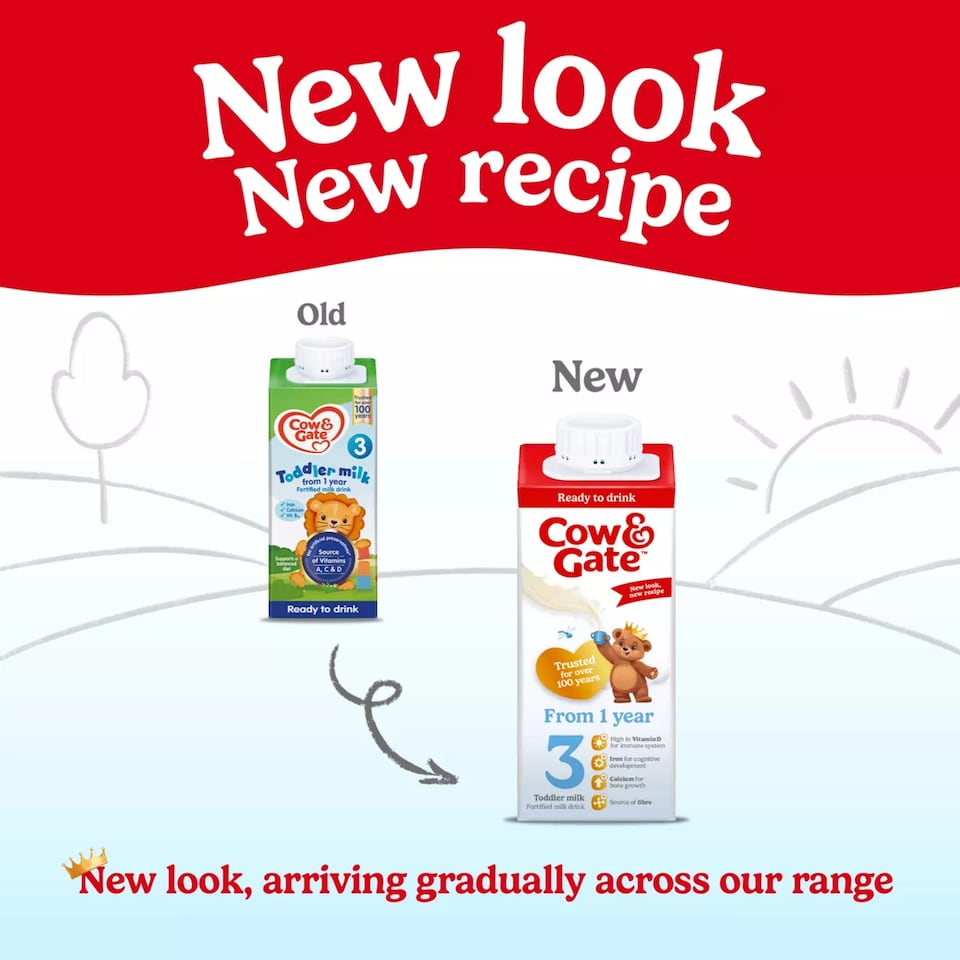 image 1 of Cow & Gate 3 Toddler Milk Formula Liquid Ready to Feed 1-3 Years 200ml