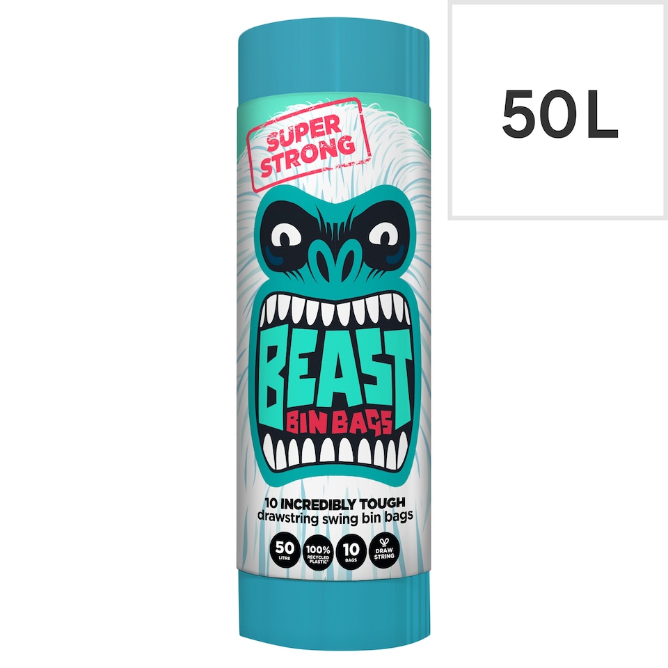 image 1 of Beast Super Strong Drawstring Swing Bin Bags 50 Litre 10 Pack