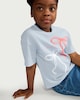 image 2 of F&F Girls Pure Cotton Bow Embroidered T-Shirt in Blue