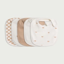 F&F Baby 5-Pack Pure Cotton Bear Printed Bibs in White