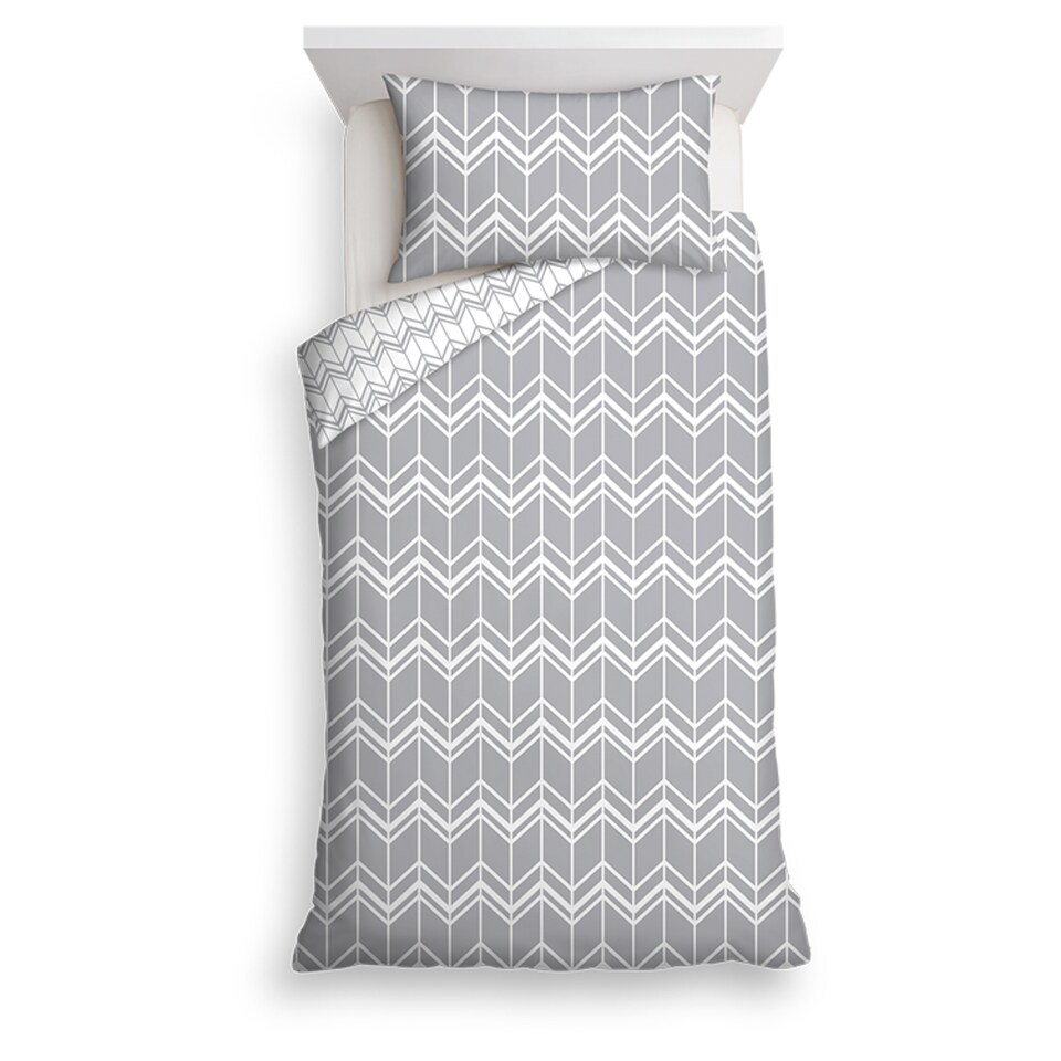 Tesco Grey Geo Duvet Set Single