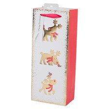 Tesco Gold Reindeer Bottle Bag