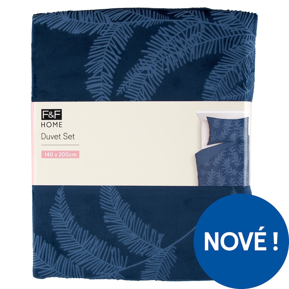image 1 of F&F Home Navy Velvet Duvet Set 140 cm x 200 cm