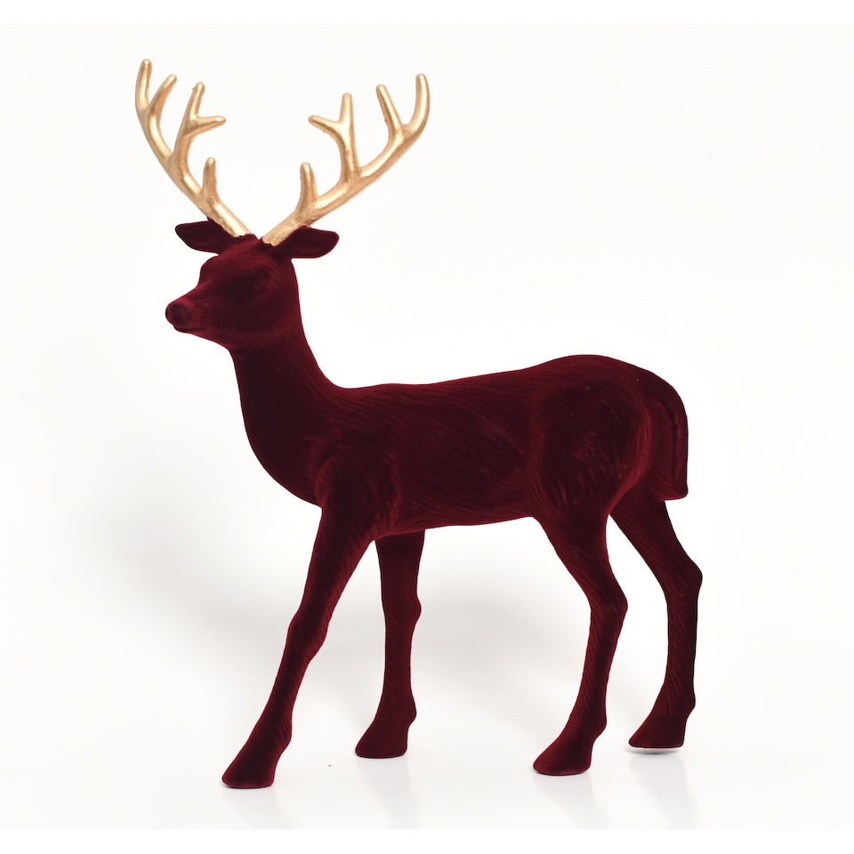 image 1 of Tesco Flocked Stag Burgundy Christmas Room Decoration