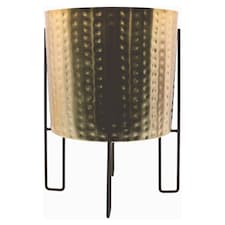 F&F Home Gold Hammered Planter on Stand