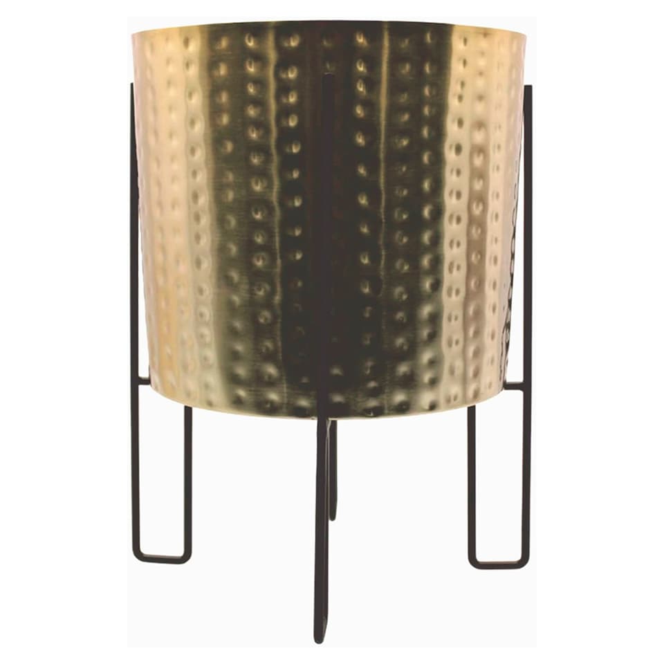 F&F Home Gold Hammered Planter on Stand
