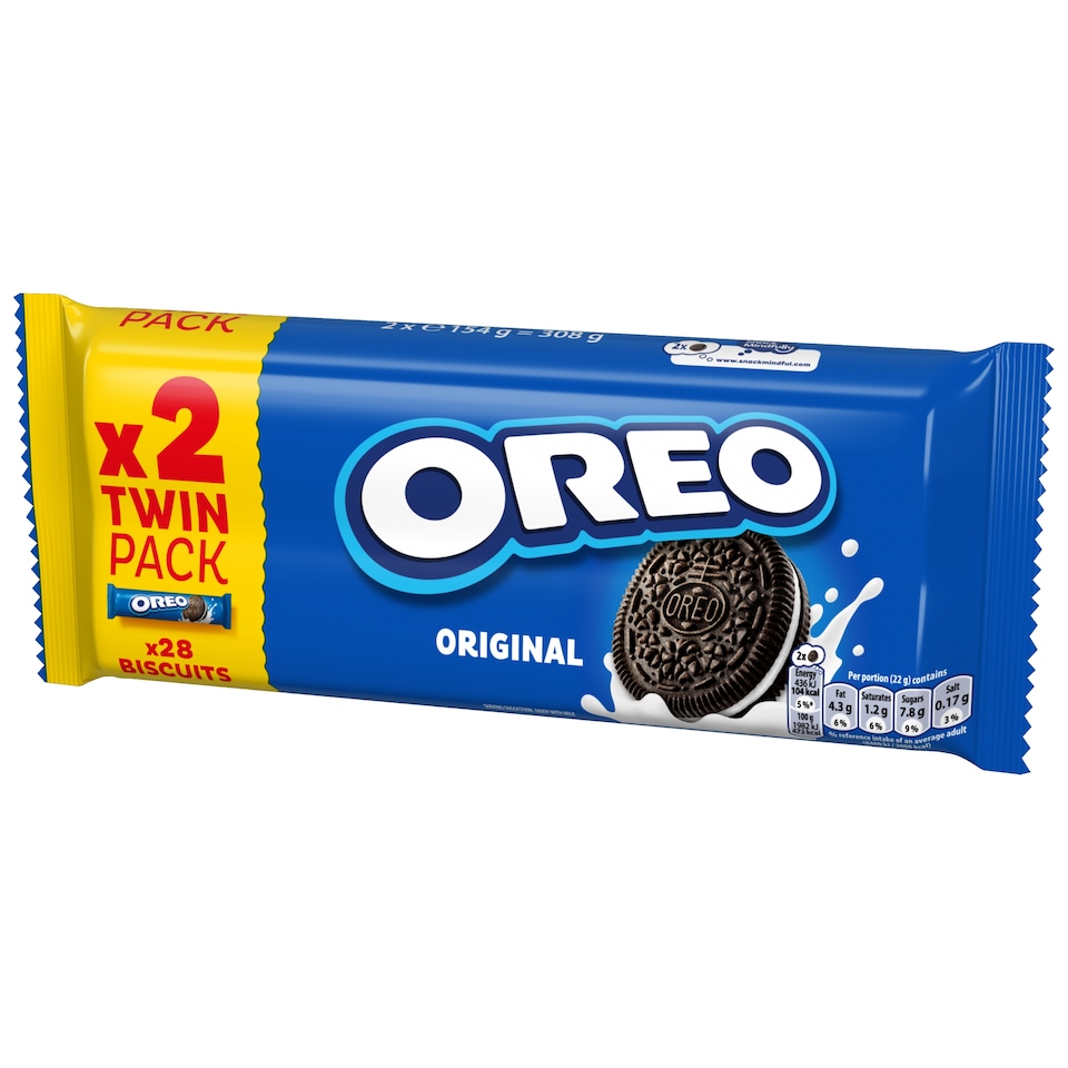 image 1 of Oreo Vanilla Cookie Chocolate Sandwich Biscuits Twin Pack 2x154g