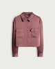 image 5 of F&F Satin Pocket Detail Cropped Button Up Shirt in Pink