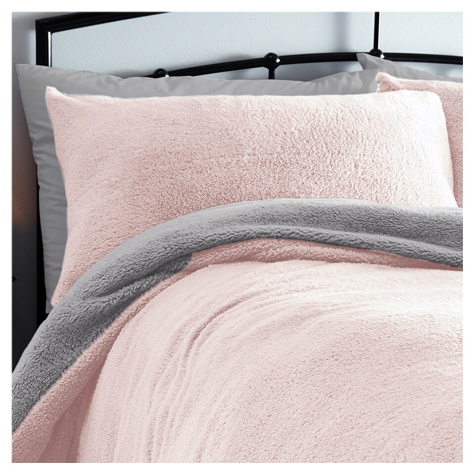 image 1 of Silent Night Silver Blush Teddy Duvet Set Single
