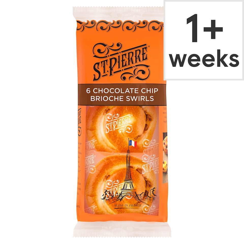 image 1 of St Pierre 6 Chocolate Chip Brioche Swirls 300G