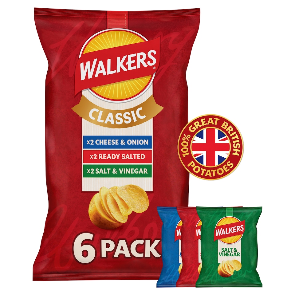 image 1 of Walkers Classic Variety Multipack Crisps 6x25g