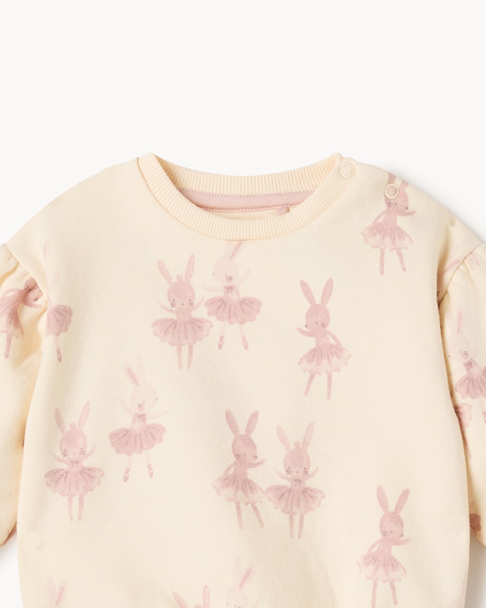image 1 of F&F Baby Cotton Rich Fairy Sweatshirt and Leggings Set in Cream