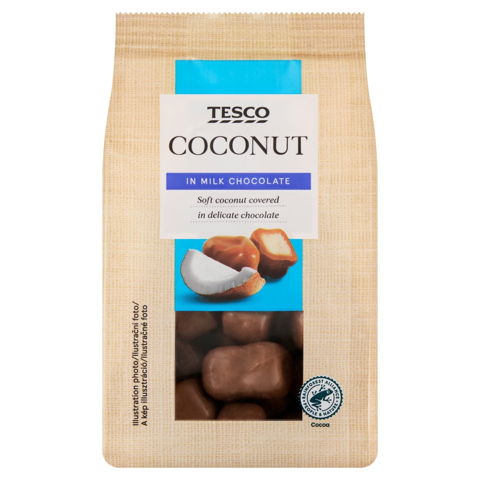 Tesco Kokosové kostky v mléčné čokoládě 120g