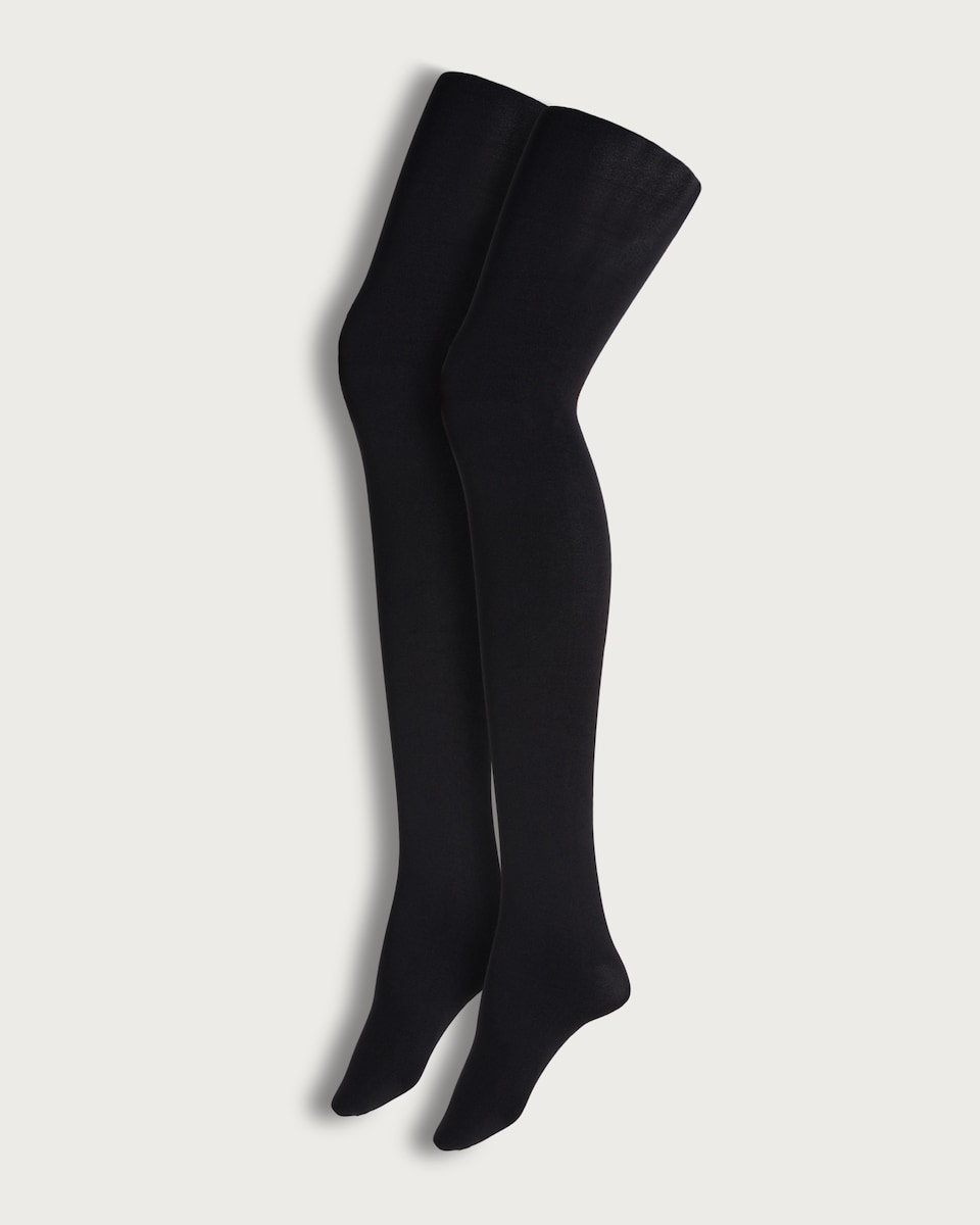 image 1 of F&F 2-Pack 80 Denier Opaque Tights in Black