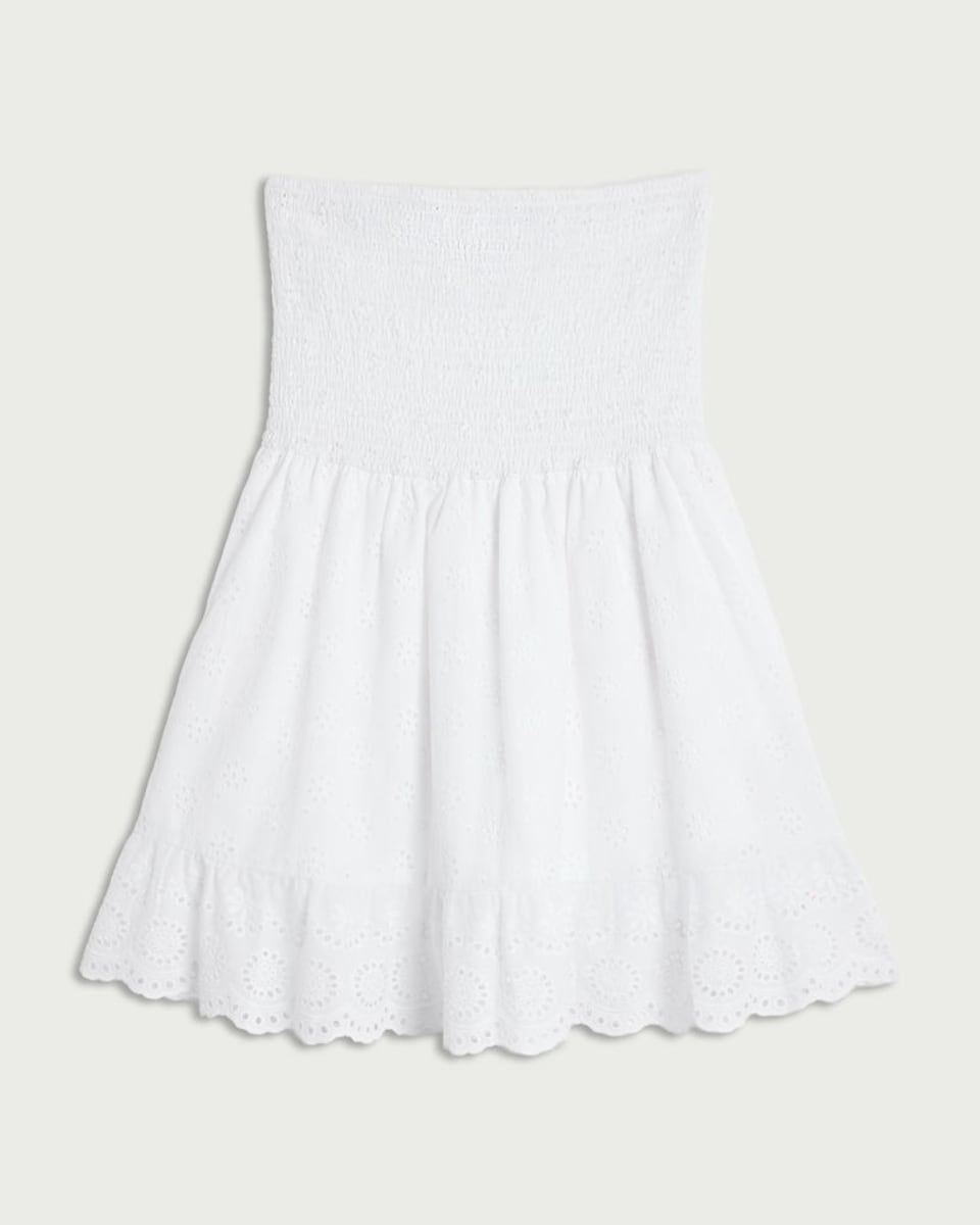 image 1 of OH ME OH MY Pure Cotton Broderie Strapless Dress in White