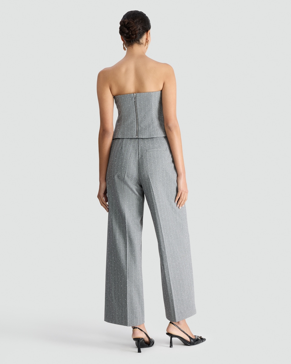 image 1 of F&F Herringbone Print Wide Leg Co-ord Trousers in Grey