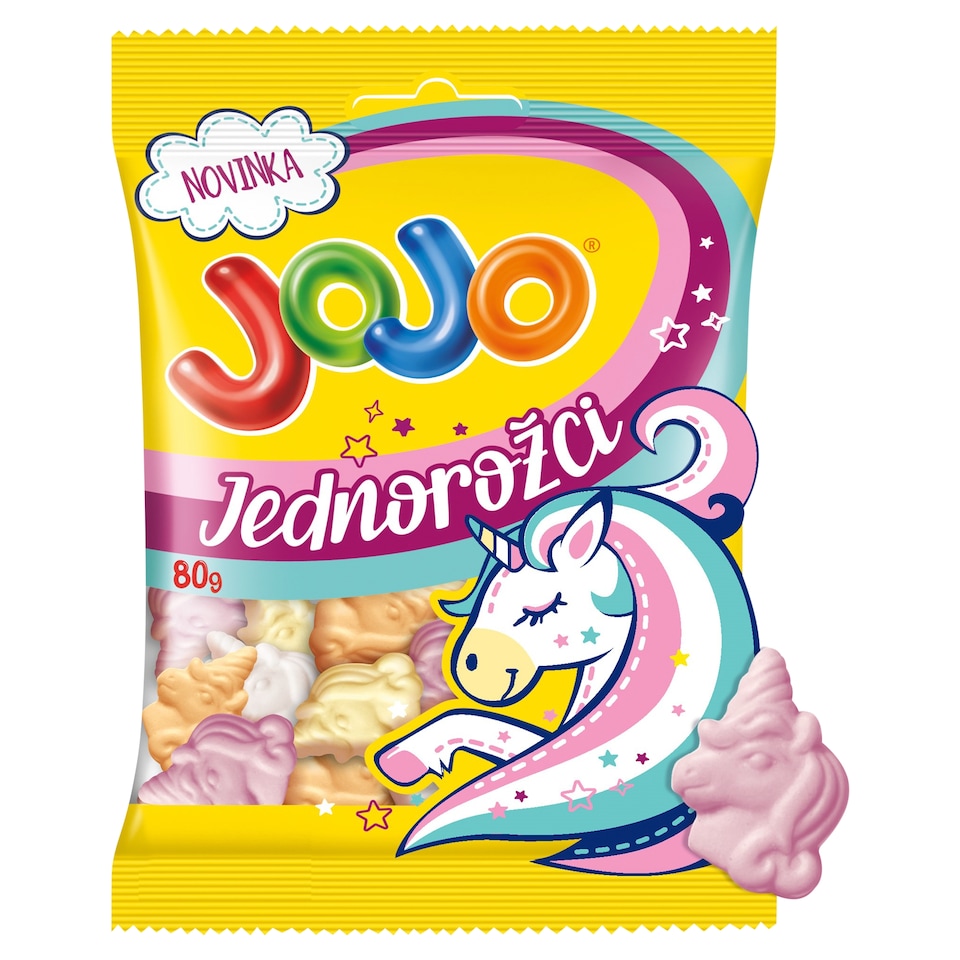 JOJO Jednorožci želé cukríky s ovocnými príchuťami 80 g