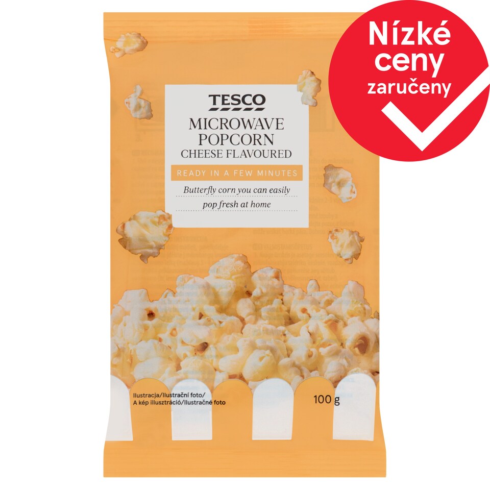 Tesco Popcorn do mikrovlnné trouby se sýrovou příchutí 100g