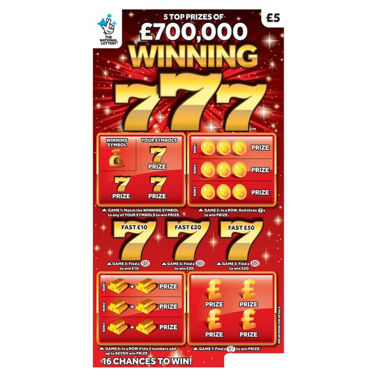 WINNING 777 Scratchcard Tesco Groceries
