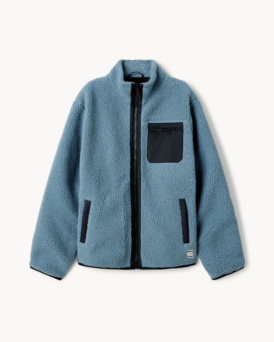 image 1 of RDA Borg Zip Up Jacket in Blue