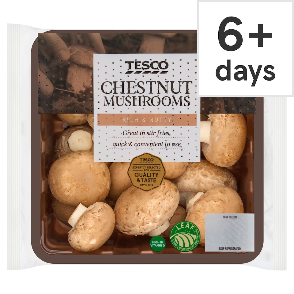 Tesco Family Pack Chestnut Vitamin D Mushrooms 485G