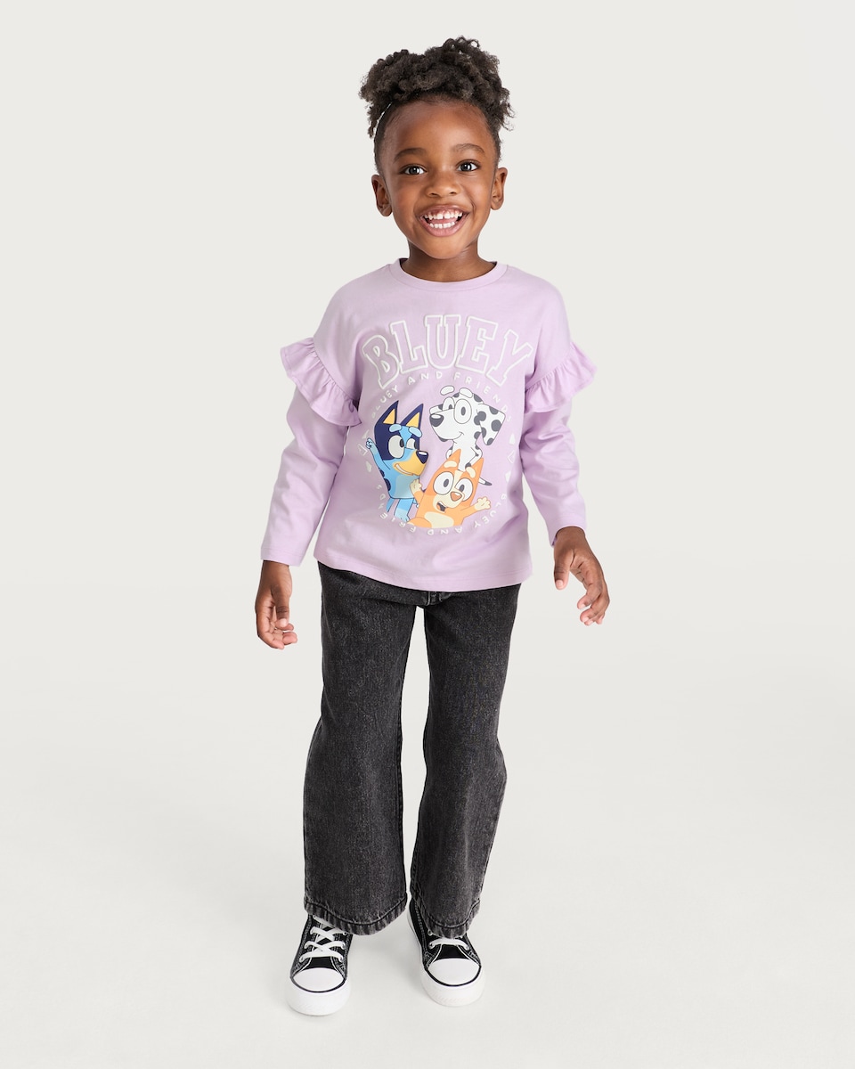 image 1 of Bluey and Friends Pure Cotton Long Sleeved Top in Purple