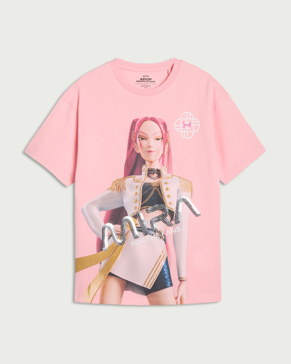 K-Pop Demon Hunters Pure Cotton Mira Print T-Shirt in Pink - Tesco