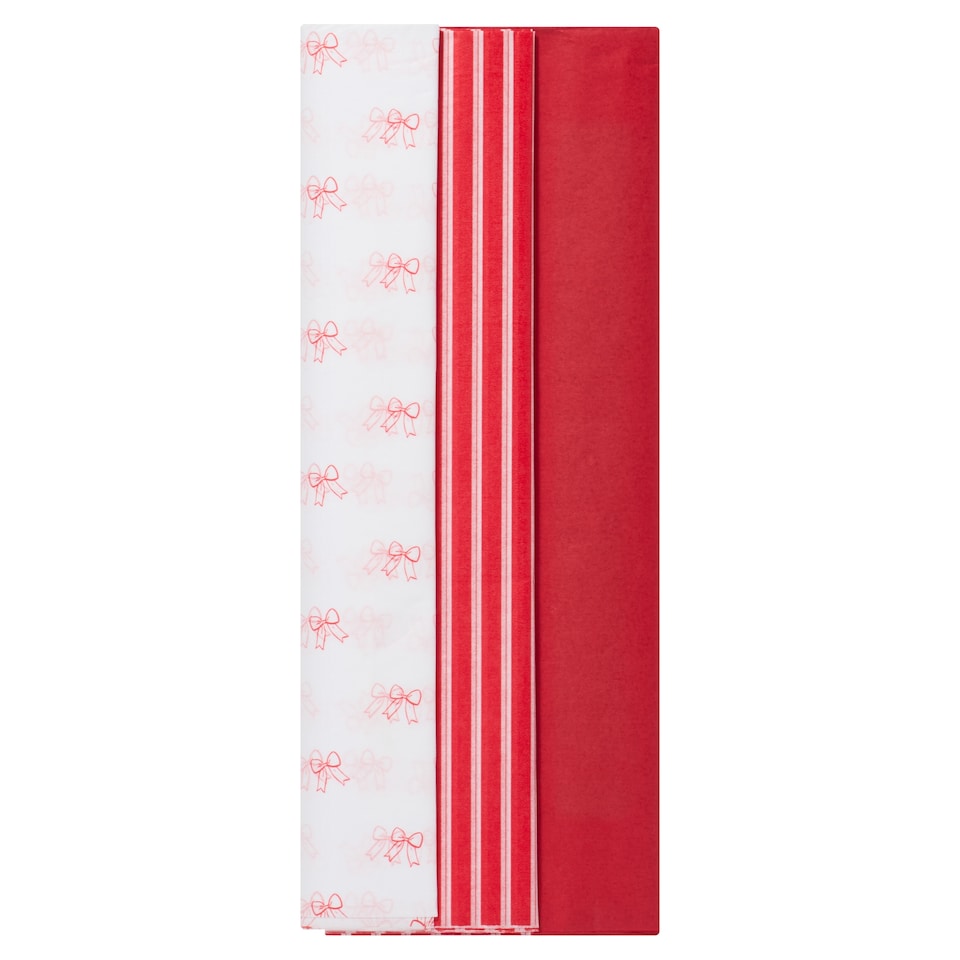 Tesco Red Candy Cane Bows Christmas Tissue Paper 6 Sheets