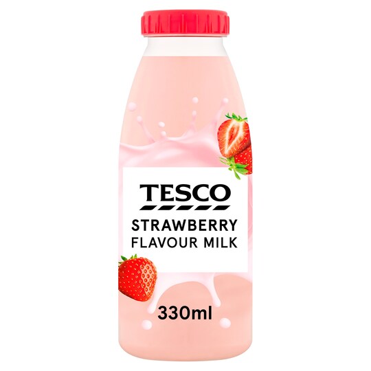 Tesco Strawberry Flavour Milk 330Ml Tesco Groceries