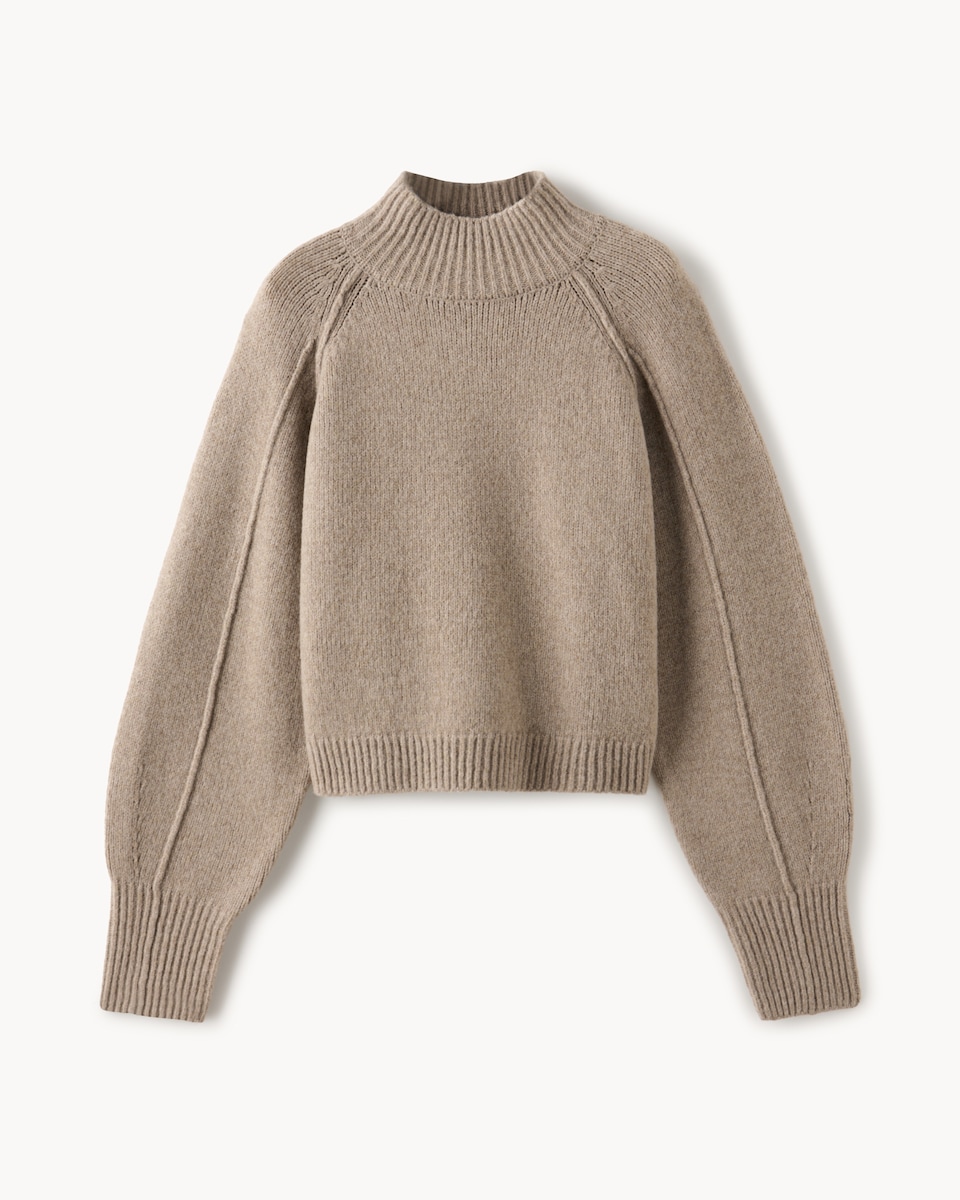 image 1 of F&F Turtle Neck Cropped Knitted Jumper in Mink