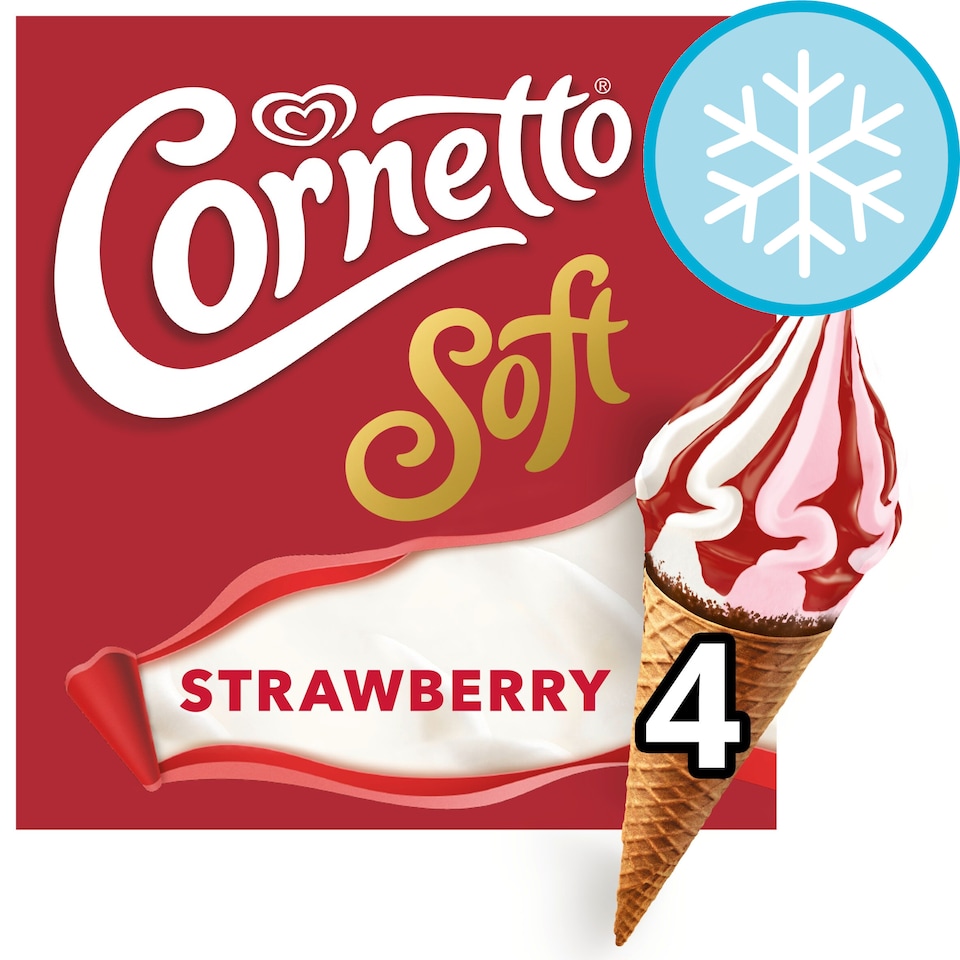 image 1 of Cornetto Soft Strawberry Ice Cream 4 x 140ml
