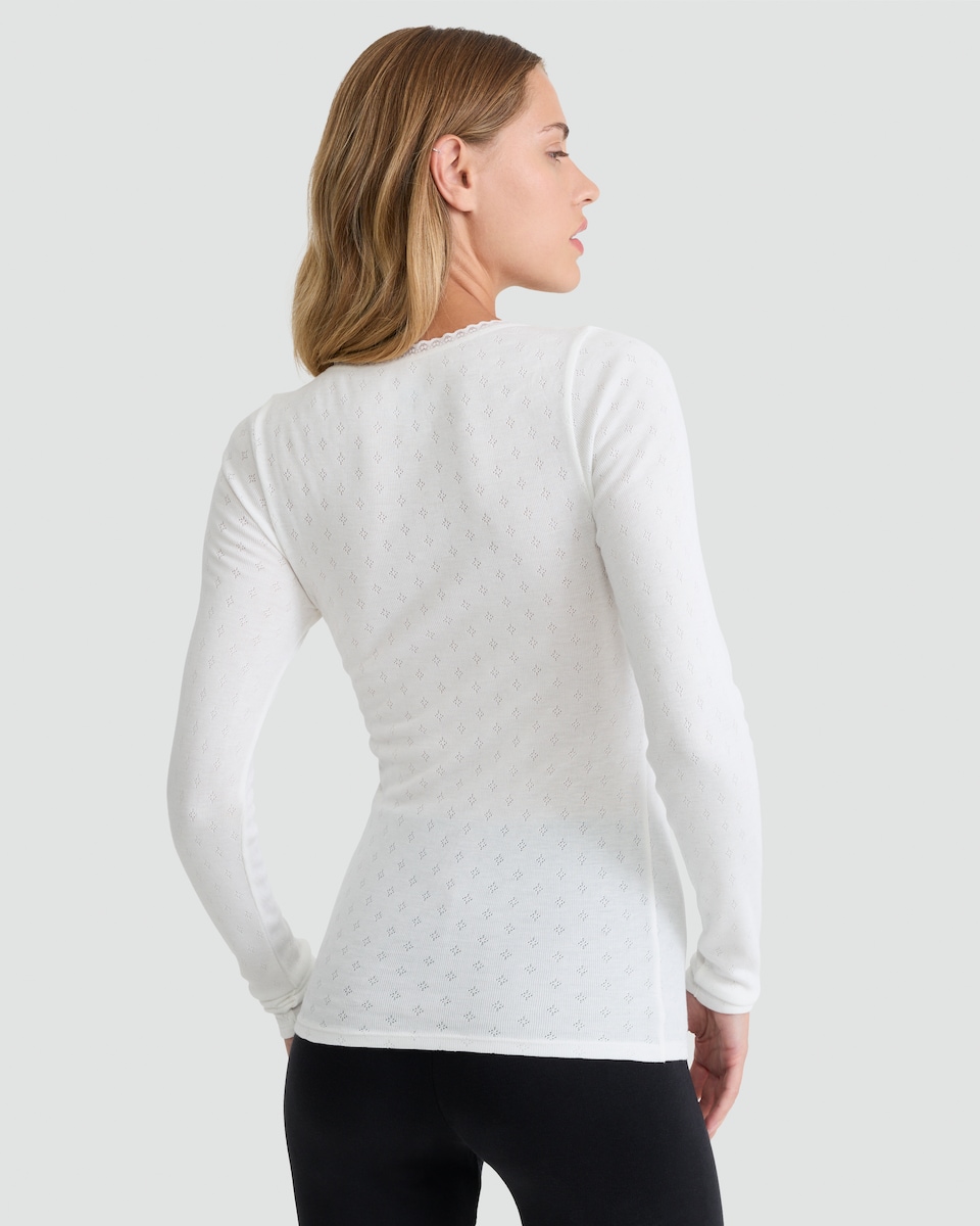 image 1 of F&F WARMPLUS™ Medium Warmth 2-Pack Long Sleeved Pointelle Thermal Tops in Neutral