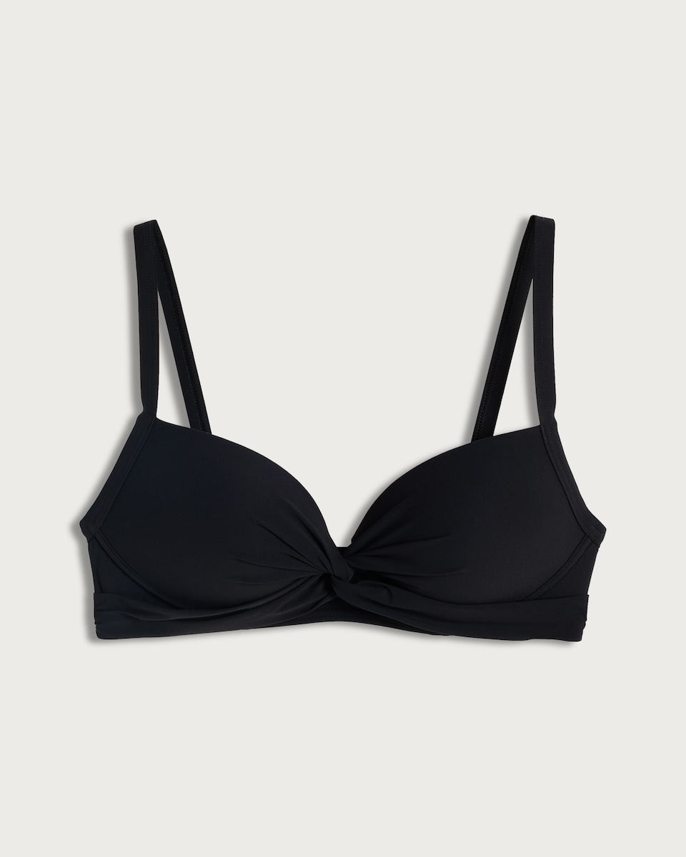 image 1 of F&F Contour Twist Front Bikini Top in Black