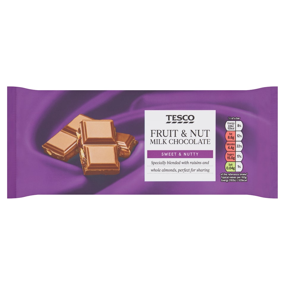 Tesco Fruit & Nut Milk Chocolate 200G