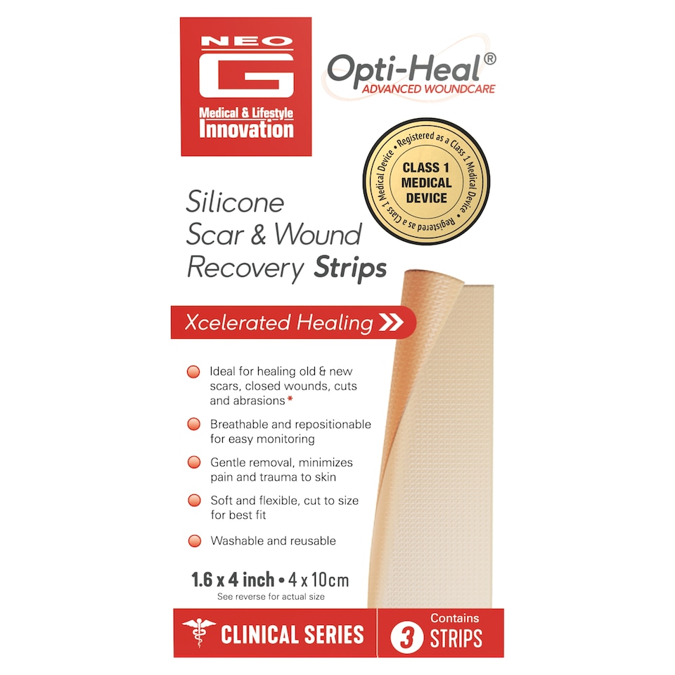 Neo G Opti-heal Silicone Scar & Wound Recovery Strips Pk3