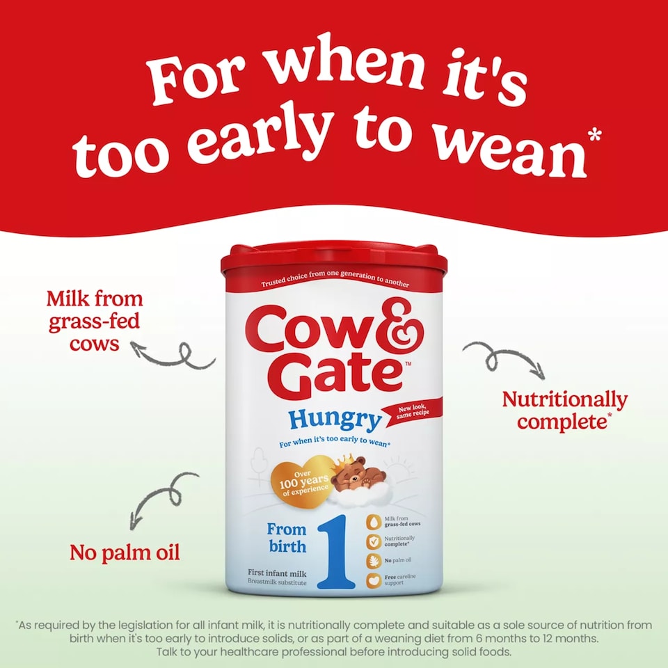 image 1 of Cow & Gate Hungry First Baby Milk Formula Powder 0-12 Months 800g